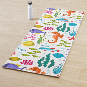 Tapis De Yoga Colorée vie marine tropicale et animaux motif