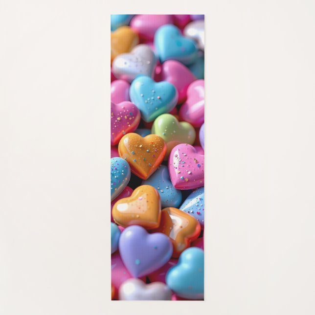 Tapis De Yoga Colorful Candy Love Hearts (Devant)