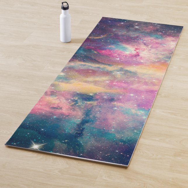 Tapis De Yoga Colorful Galaxy Nebula Watercolor Painting (En situation)