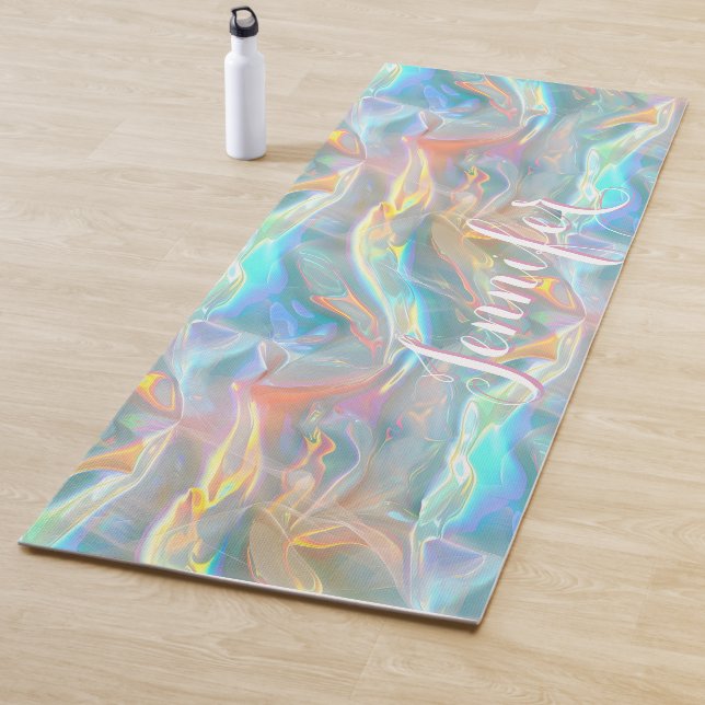 Tapis De Yoga Colorful Liquid Iridescent Pastel Holographic (En situation)