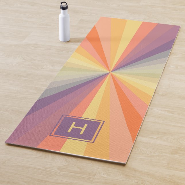Tapis De Yoga Colorful Pastel Rainbow Monogram (En situation)