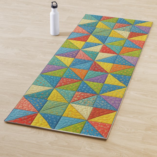 Tapis De Yoga Colorful Pinwheel Quilt Design (En situation)