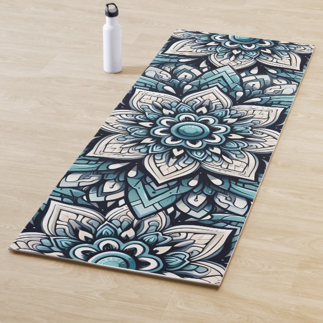 Tapis De Yoga Composition de mandala turquoise (En situation)