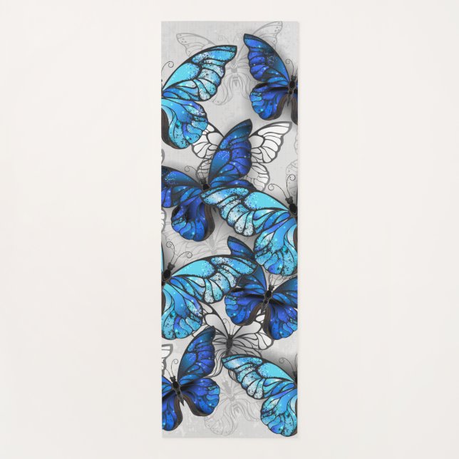 Tapis De Yoga Composition des White and Blue Butterflies (Devant)