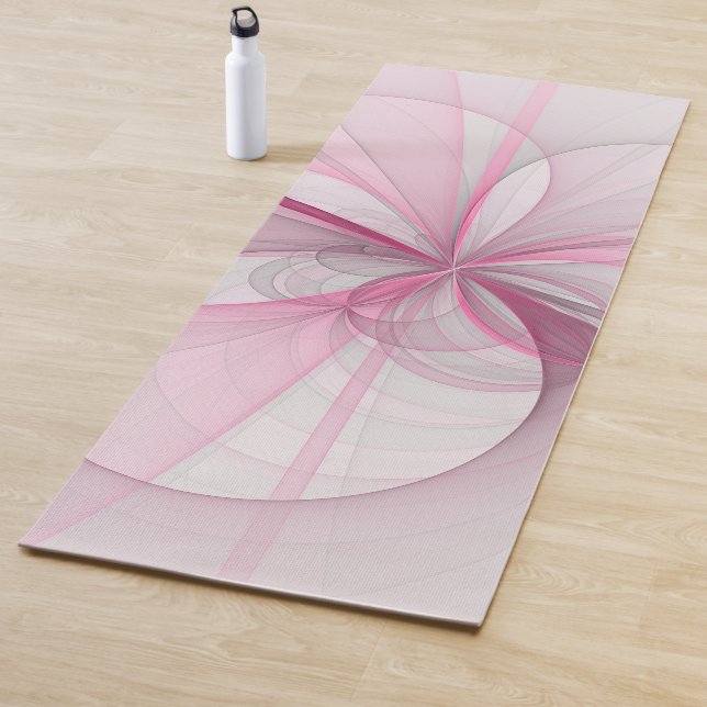 Tapis De Yoga Conception Abstraite de fractal rose pâle moderne (En situation)