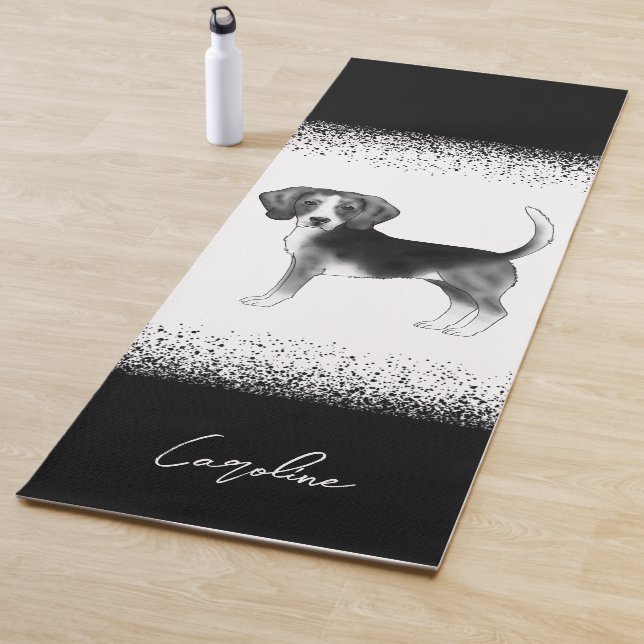 Tapis De Yoga Conception beagle Chien En Noir Et Blanc Avec Text (En situation)