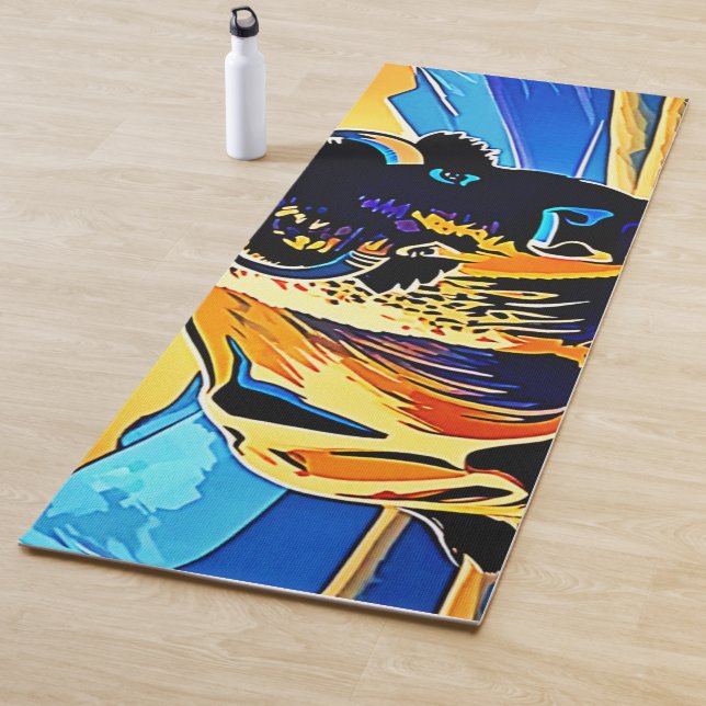 Tapis De Yoga Conception de Bison Sunset Majesty (En situation)