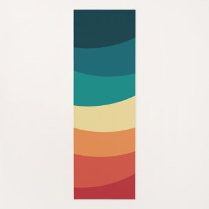 Tapis De Yoga Conception de courbes colorées de style rétro