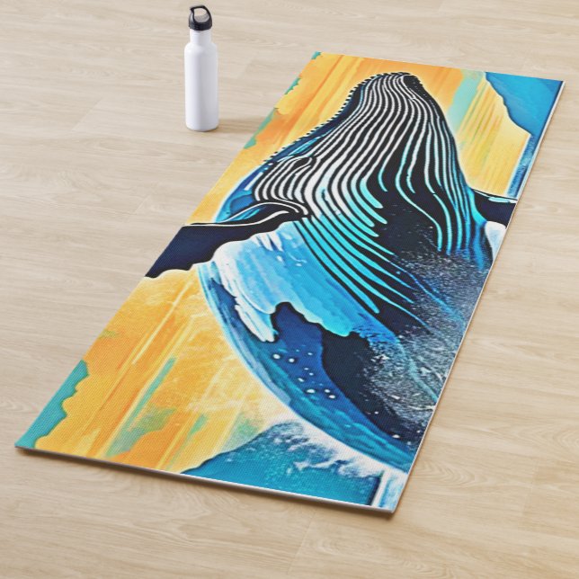 Tapis De Yoga Conception de saut de liberté océanique de baleine (En situation)