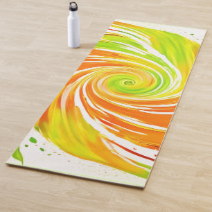 Tapis De Yoga Conception de spirale verte et orange