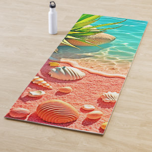 Tapis De Yoga Conception des coquilles de plage baisées au solei