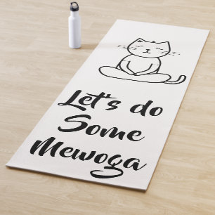 Tapis De Yoga Conception minimaliste de chat noir et blanc