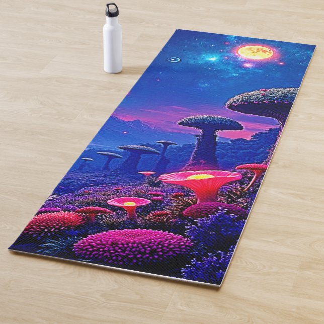 Tapis De Yoga Conception nocturne de la forêt de champignons enc (En situation)