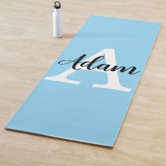 Tapis De Yoga Conception personnalisée de nom monogramme bleu sc