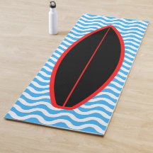 Cool Black Blue Waves Surf Yoga Mat