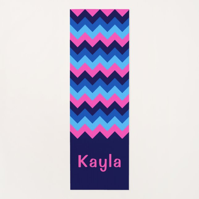 Tapis De Yoga Cool bleu rose Chevron Monogram Yoga Mat (Devant)