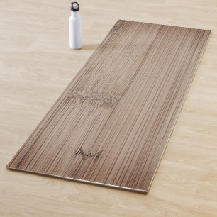 Tapis De Yoga Cool brun brûlé bois de bambou imprimé Monogramme