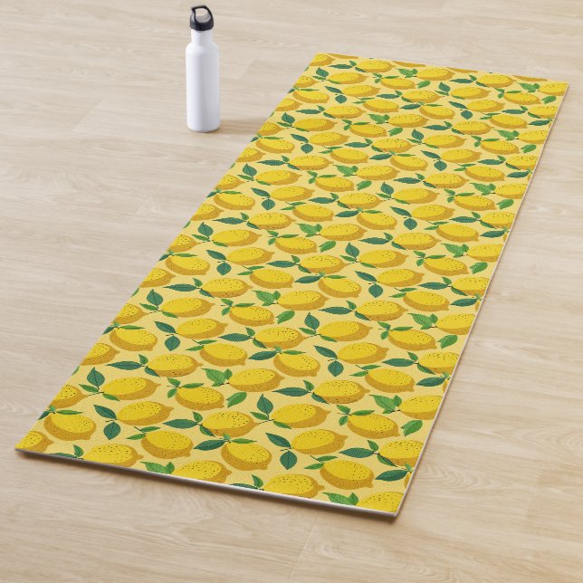 Tapis De Yoga Cool cute yellow lemons fruit  (En situation)