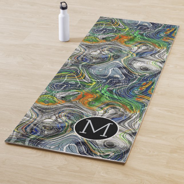 Tapis De Yoga Cool funky personnalisé Motif en marbre fractal ré (En situation)