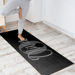 Tapis De Yoga Cool Monochrome noir gris moderne Monogramme