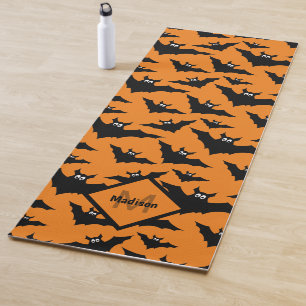 Tapis De Yoga Cool orange chauves-souris noires Halloween motif 