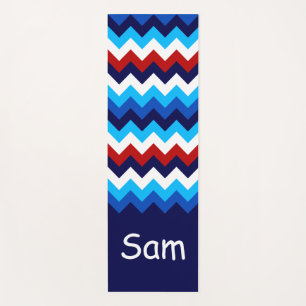Tapis De Yoga Cool Rouge Blanc Bleu Chevrons Monogram Yoga Mat