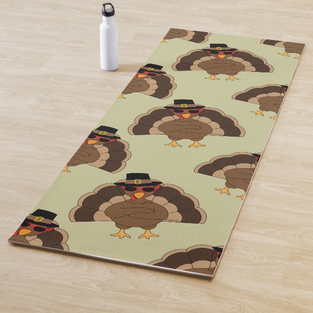 Tapis De Yoga Cool Turquie Thanksgiving fun brun vert motif (En situation)