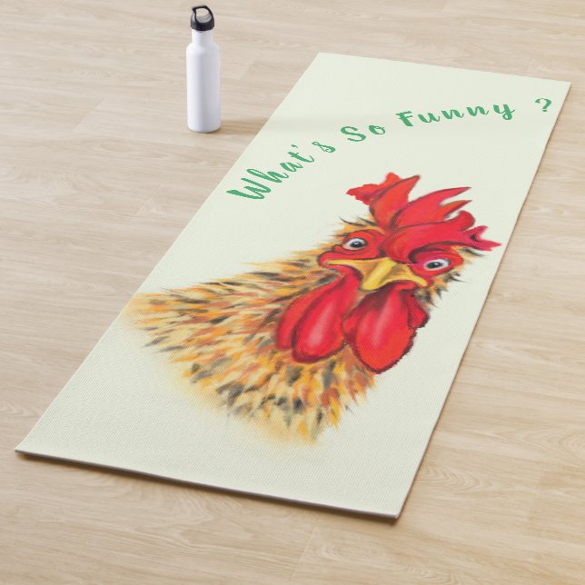 Tapis de Yoga Coq Drôle (En situation)