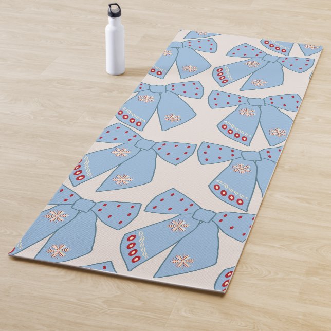 Tapis De Yoga Coquette Bows Bleus (En situation)