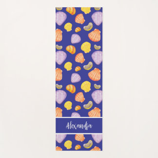 Tapis De Yoga Coquillages d'aquarelle avec nom