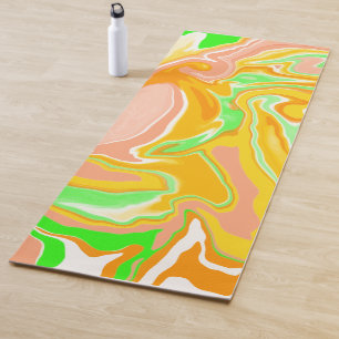 Tapis De Yoga Corail couleur Sherbert, Marbre vert citron