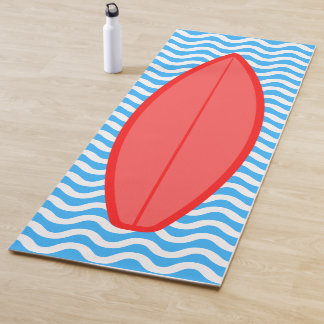 Tapis De Yoga Coral cool Rouge Bleu Vagues Surf Yoga Mat