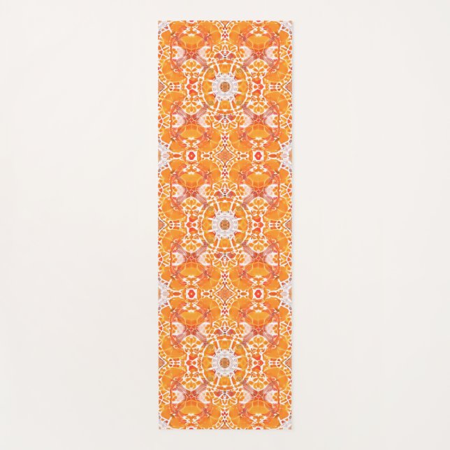 Tapis De Yoga Coral Orange et crème Batik Motif (Devant)