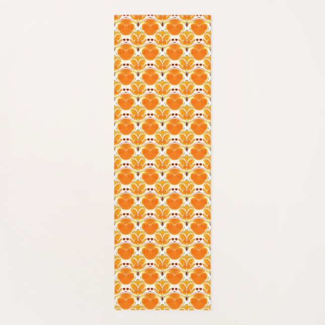 Tapis De Yoga Coral Orange et crème Motif Batik (Devant)