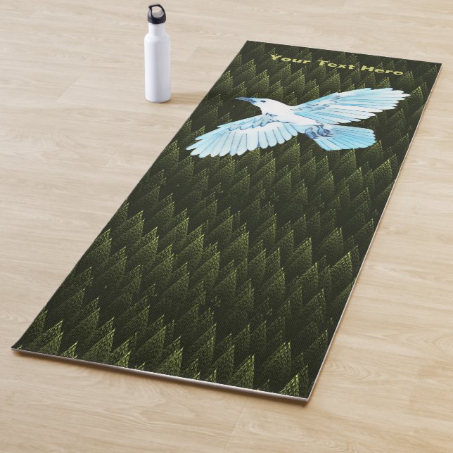 Tapis De Yoga Corbeau blanc sur conifères fragiles (En situation)