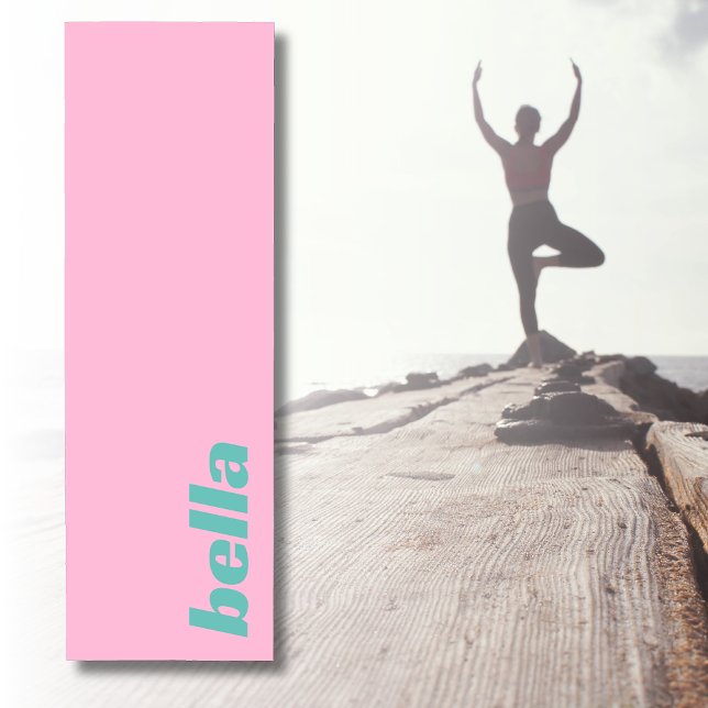 Tapis De Yoga Coton Candy rose Nom élégant | Style simple (Créateur téléchargé)
