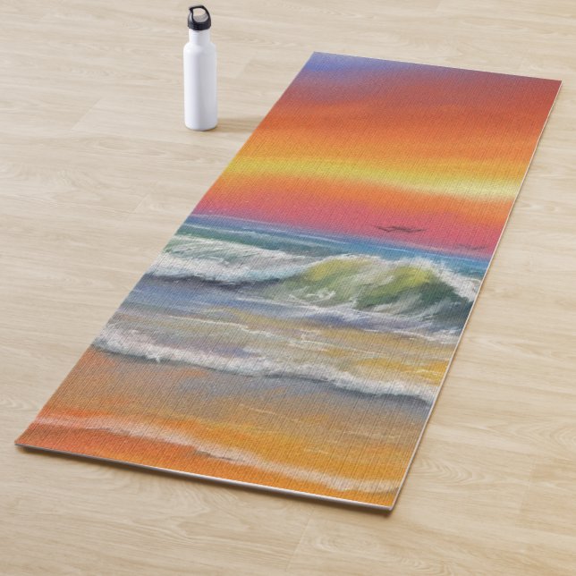 Tapis De Yoga Coucher de soleil de mer Waves Yoga Mat (En situation)