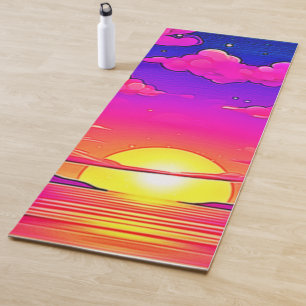 Tapis De Yoga Coucher de soleil rose et violet