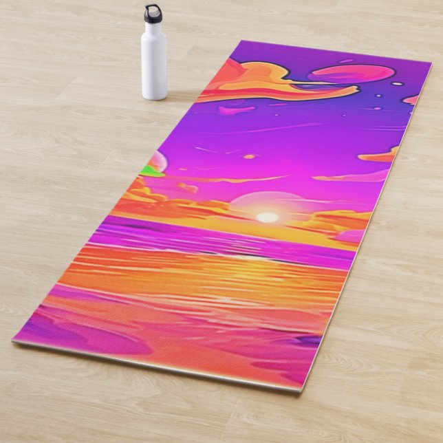 Tapis De Yoga Coucher de soleil tropical vif (En situation)