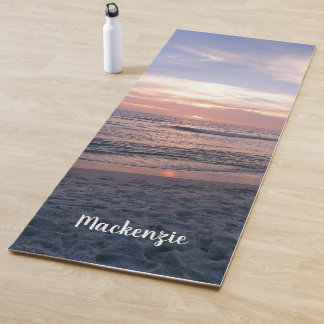 Tapis De Yoga Coucher du soleil de plage avec le nom