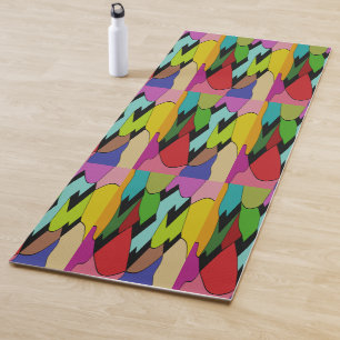 Tapis De Yoga Couleur noire avec design d'art au milieu