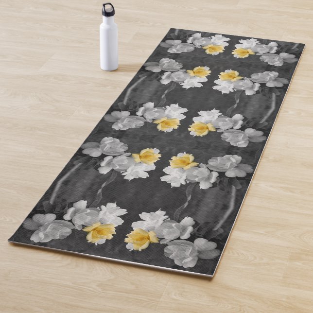 Tapis De Yoga Couleur partielle du cluster rose jaune Abstrait (En situation)