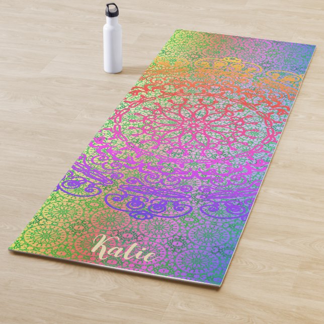 Tapis De Yoga Couleurs arc-en-ciel du mandala (En situation)
