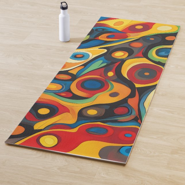 Tapis De Yoga Couleurs chaudes psychédéliques (En situation)
