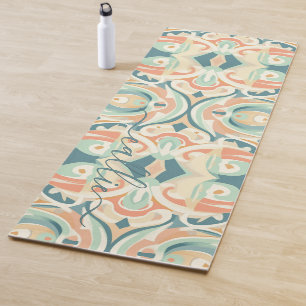Tapis De Yoga Couleurs douces modernes de plage Monogramme mosaï