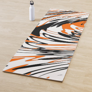 Tapis De Yoga Couleurs du Bengale Orange et lignes noires