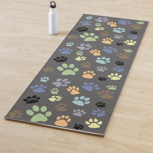 Tapis De Yoga Couleurs rétro Empreintes de pattes de chiens ou 