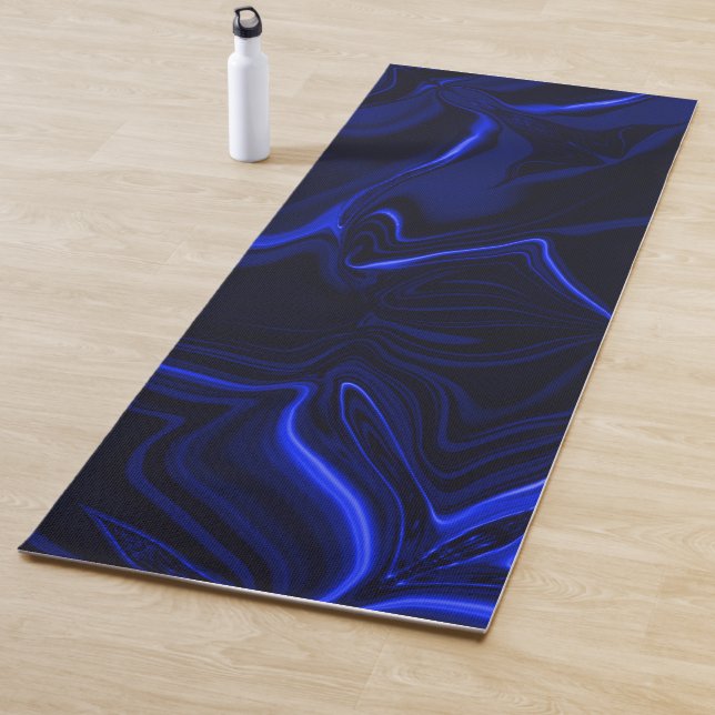 Tapis De Yoga Courbes et ondulations bleues dans l'image bleu fo (En situation)