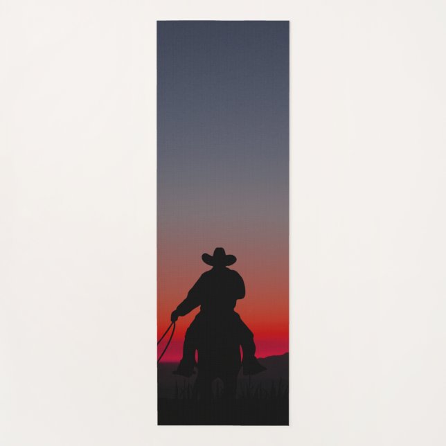 Tapis De Yoga cowboy au coucher du soleil (Devant)