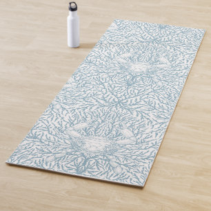 Tapis De Yoga Crabe et mauvaises herbes marines, été côtier en b